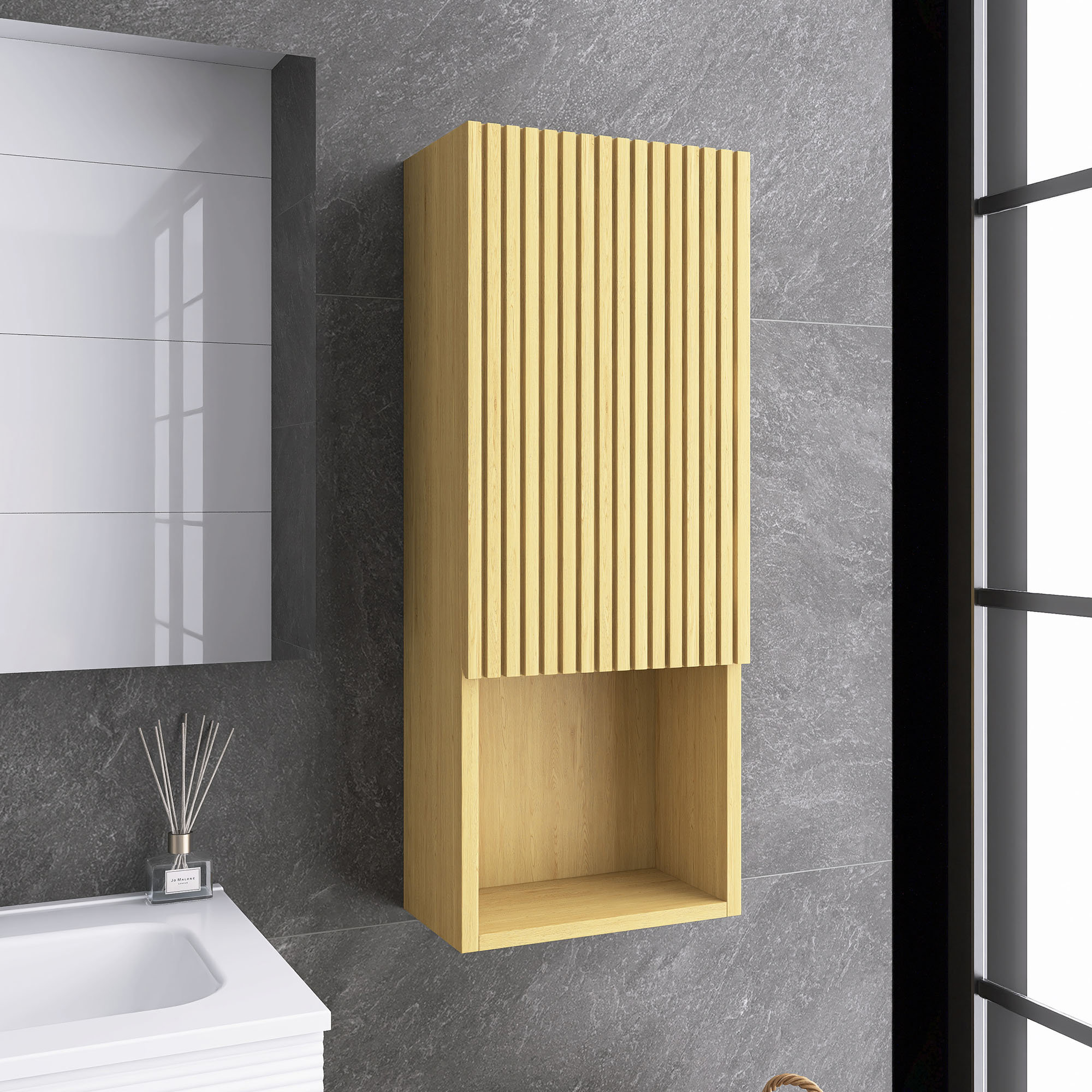 Staykiwi 35" Tall Bathroom Storage Cabinet In Oak | Wayfair